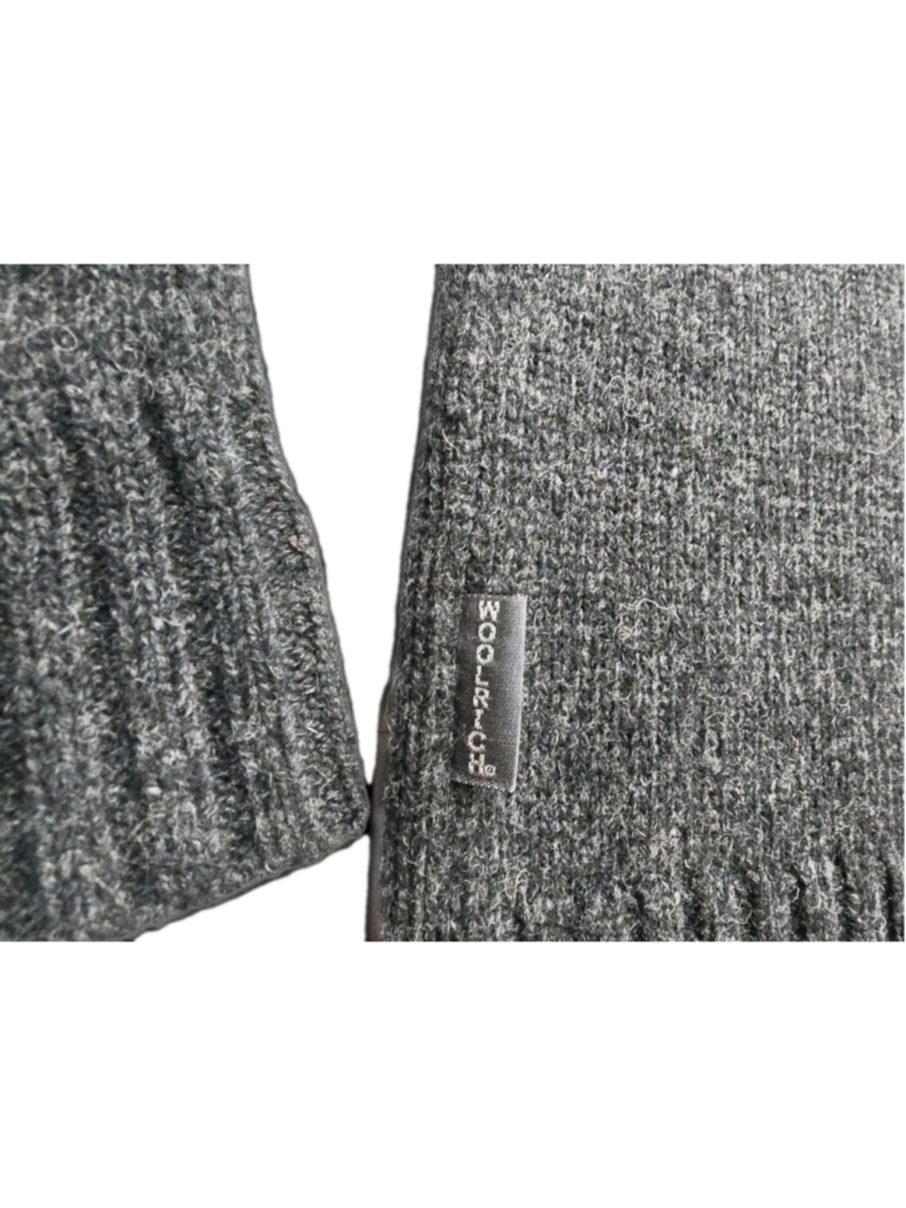 Woolrich 1/4 Zip Charcoal Heather Gray Lambs Wool Sweater Fair Isle Grannycore - Picture 9 of 9